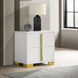 Marceline 2-Drawer White Nightstand side view showing drawers