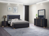 Marceline Full Bedroom Set front view with LED headboard lit