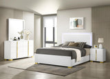 Marceline 4-Piece Full Bedroom Set with LED Headboard White - Bed and nightstand view