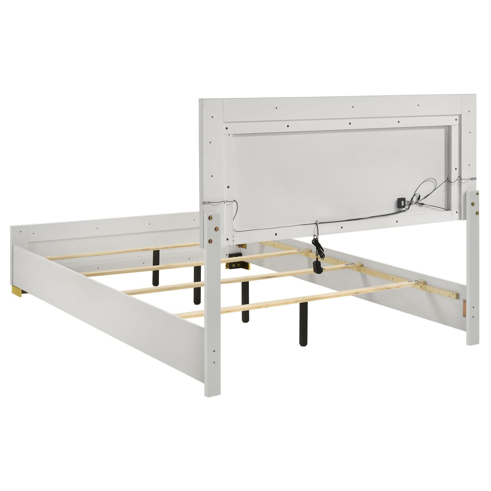 Marceline 4-Piece Full Bedroom Set with LED Headboard White - Dresser with framed mirror