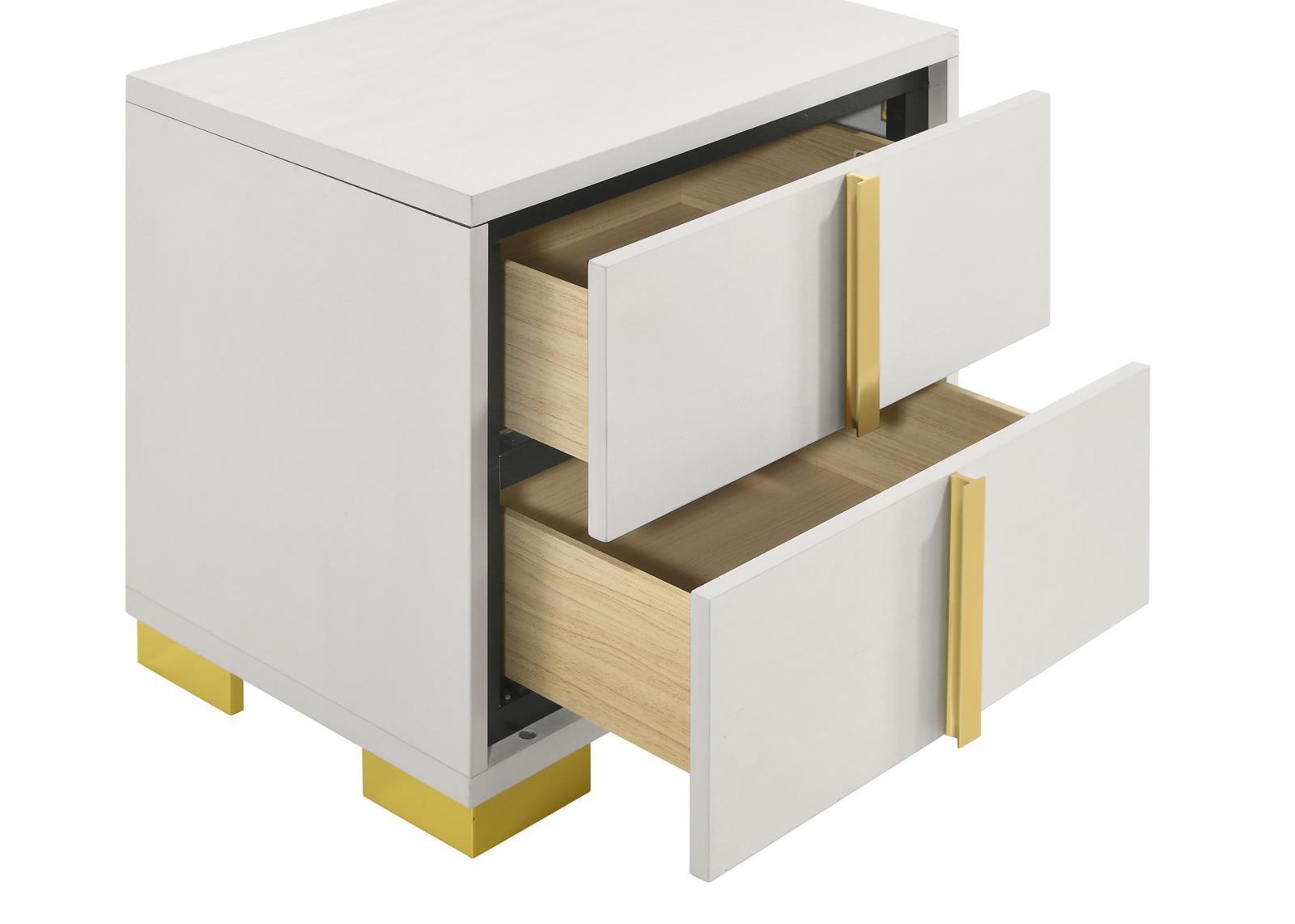 Marceline 4-Piece Full Bedroom Set with LED Headboard White - Front view