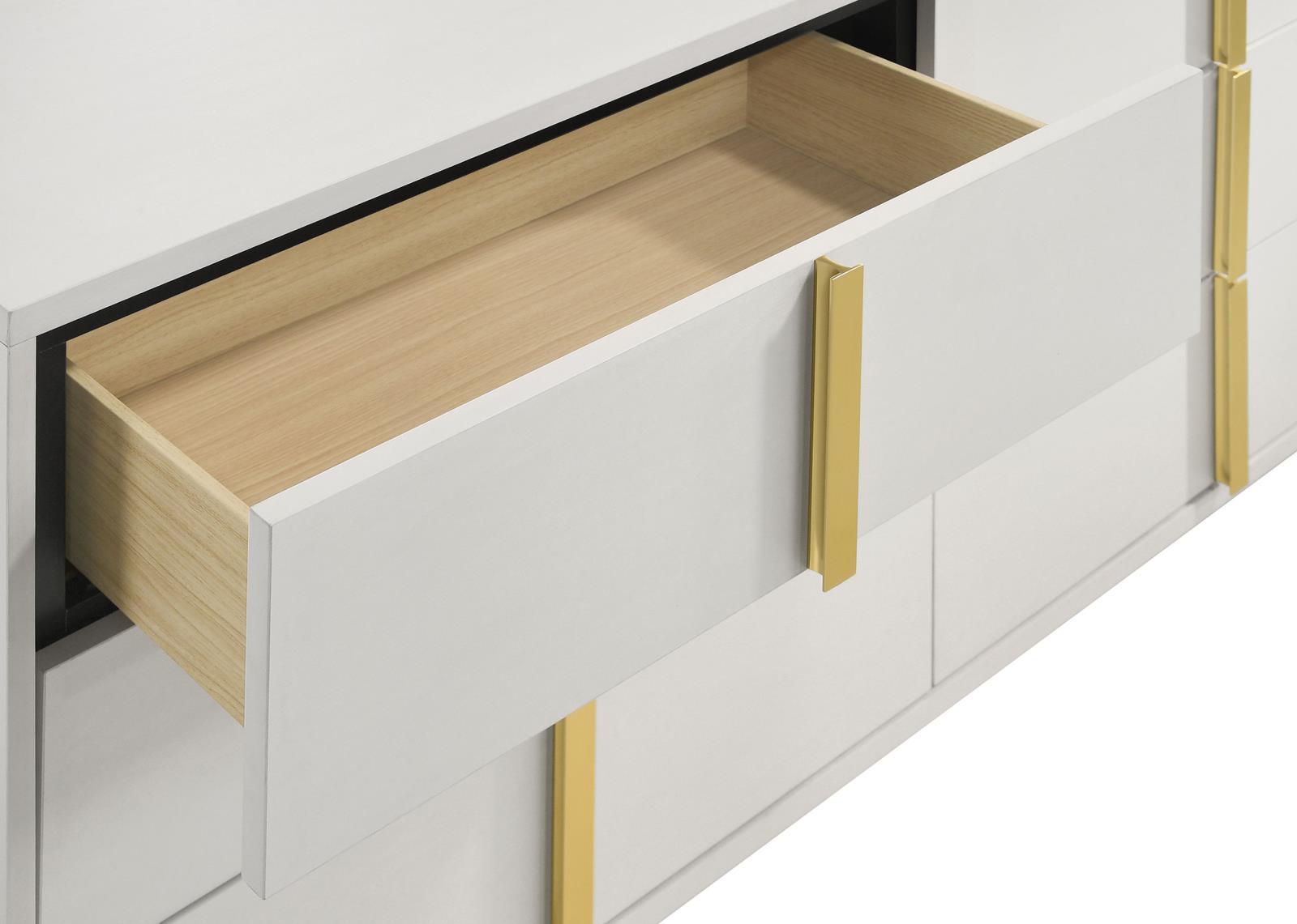 Marceline twin bedroom set with LED headboard in white and gold