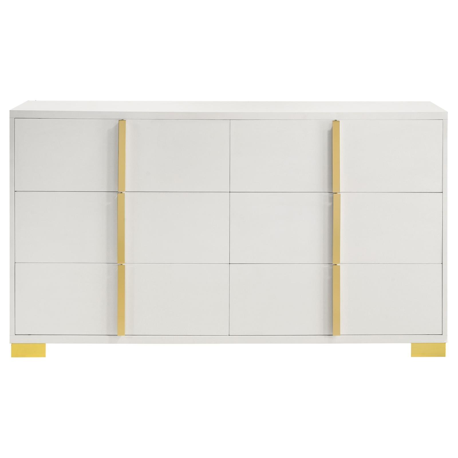 Marceline twin bedroom set with LED headboard in white and gold