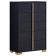 Marceline 5-Drawer Black Chest with gold accents front view