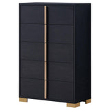 Top view of Marceline 5-Drawer Black Chest surface