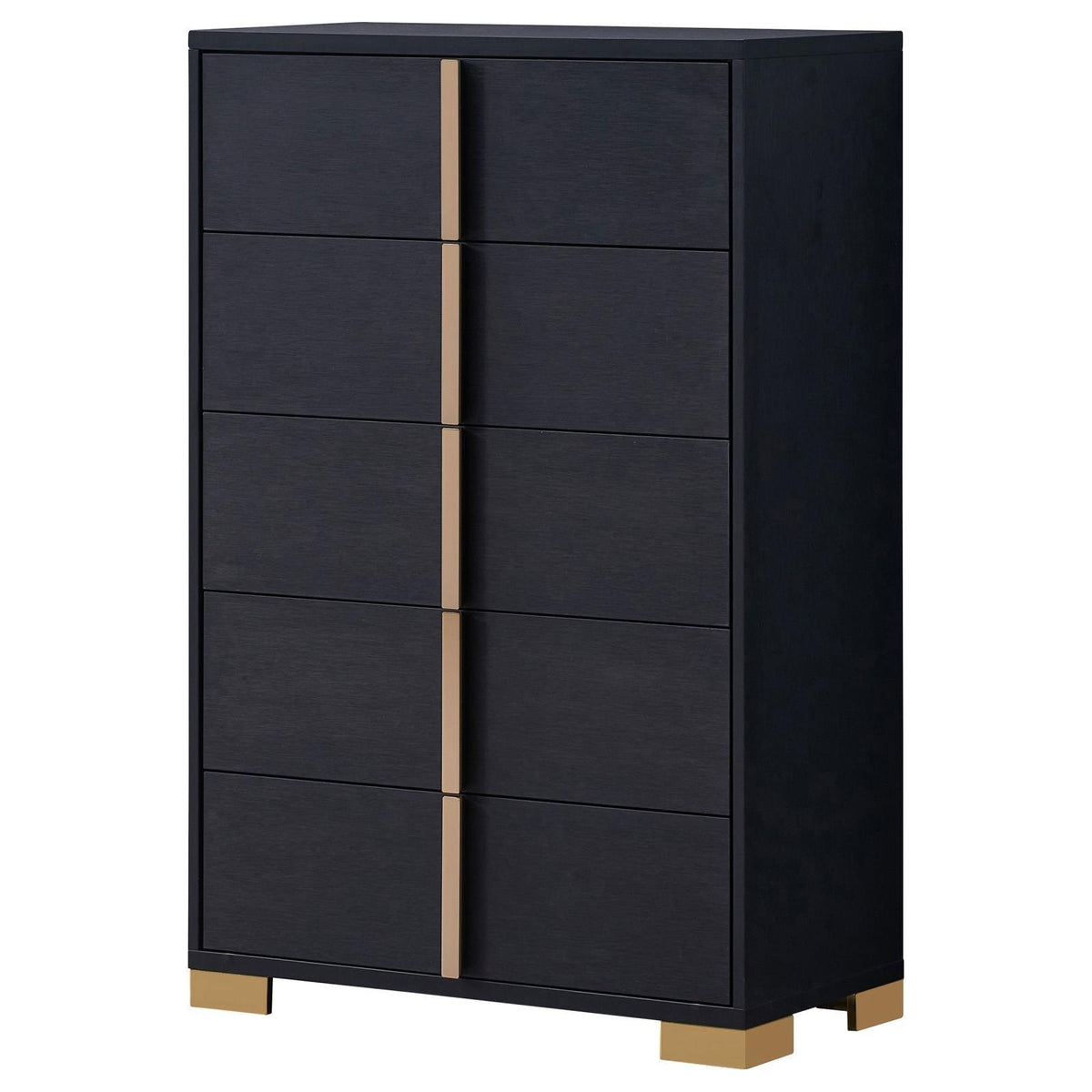 Top view of Marceline 5-Drawer Black Chest surface