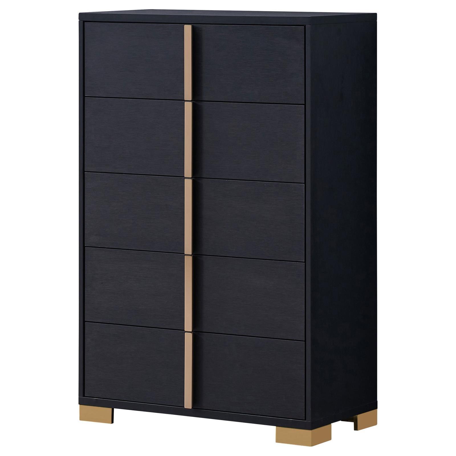 Top view of Marceline 5-Drawer Black Chest surface