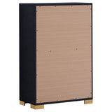 Marceline 5-Drawer Black Chest full front with all drawers closed