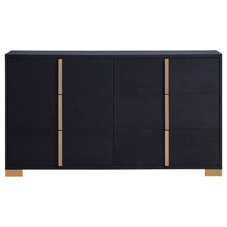 Marceline full bedroom set with LED headboard in black - front angle