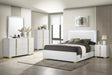 Marceline full bedroom set with LED headboard in white, angled view