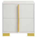 Framed dresser mirror in white finish mounted above dresser