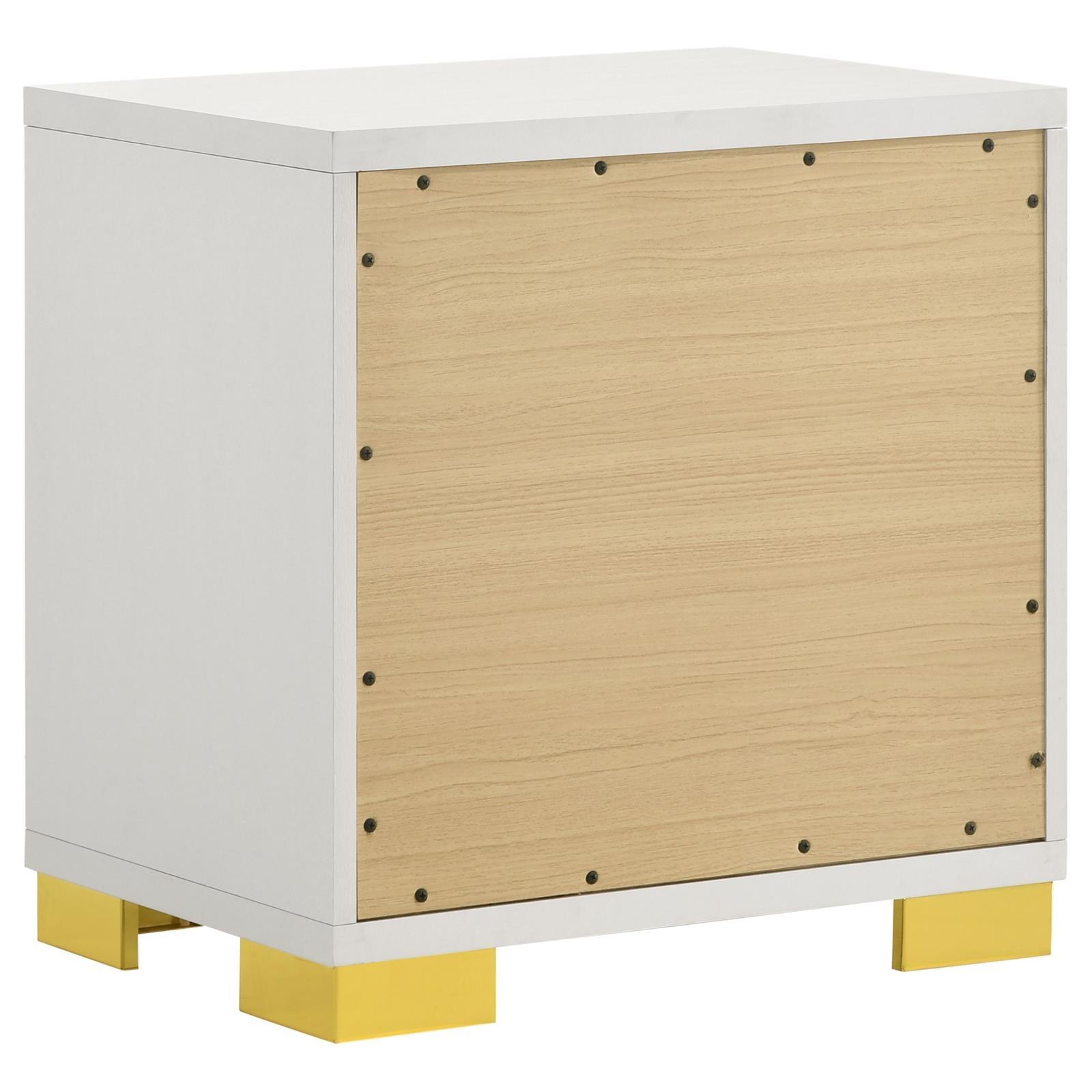 White chest with gold pulls and bracket feet