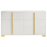 Marceline full bedroom set with LED headboard in white, front view