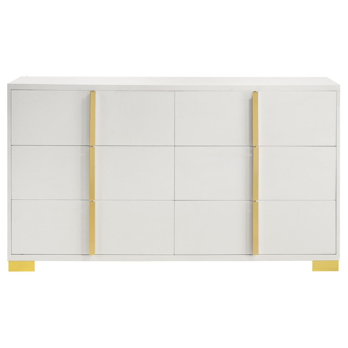 Marceline full bedroom set with LED headboard in white, front view