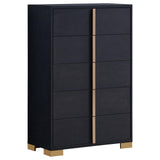 Marceline twin bedroom set with LED headboard in black, shown from front angle