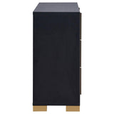 Marceline twin bedroom set with LED headboard in black, shown from front angle