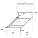 Marceline 5-piece twin bedroom set with LED headboard in white viewed from front