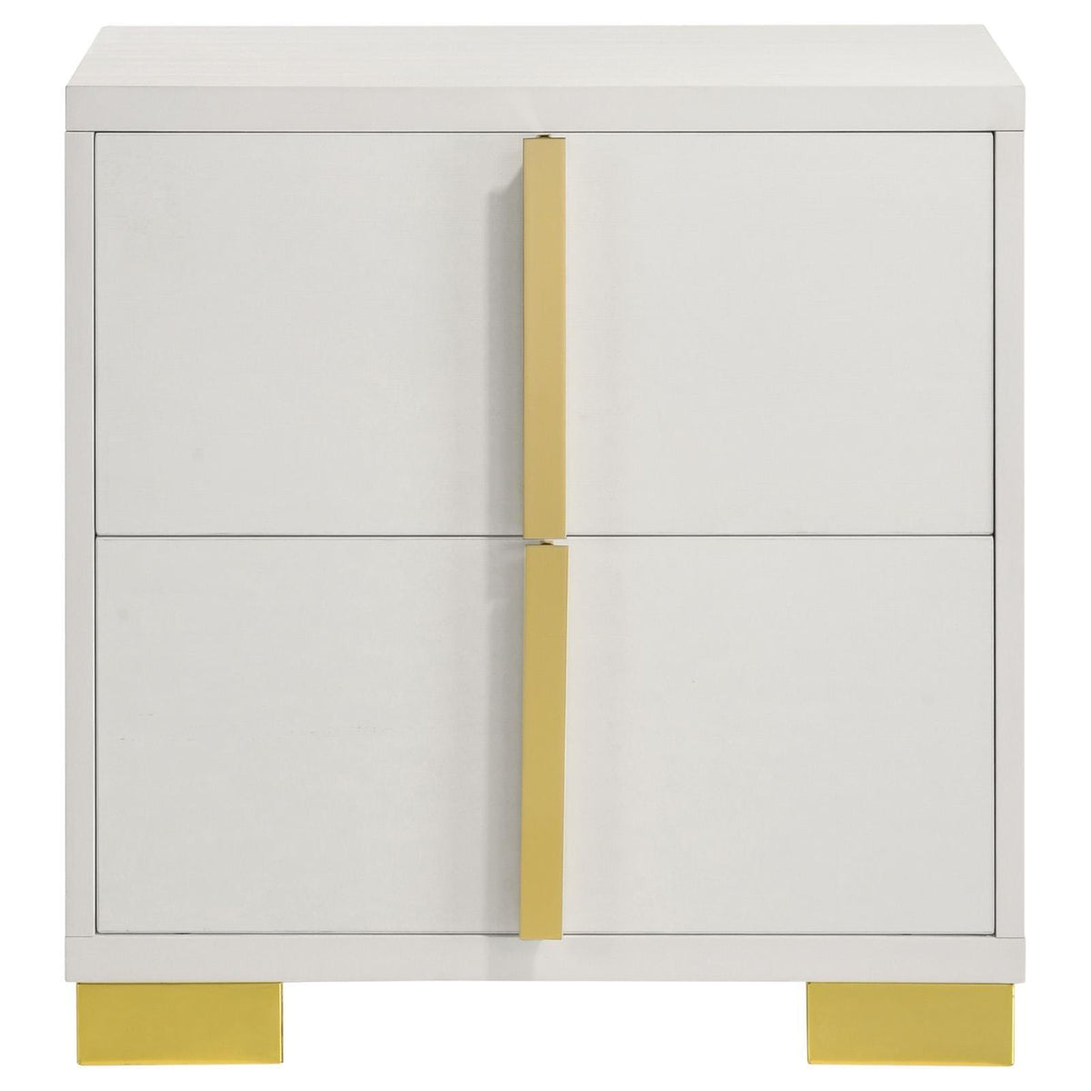 Nightstand with drawer and gold pull