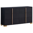 Marceline 6-Drawer Black Wood Dresser front view