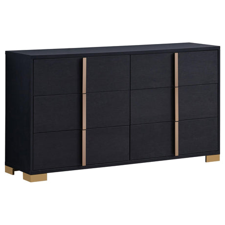 Marceline 6-Drawer Black Wood Dresser front view