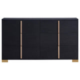 Side angle of Marceline 6-drawer black dresser