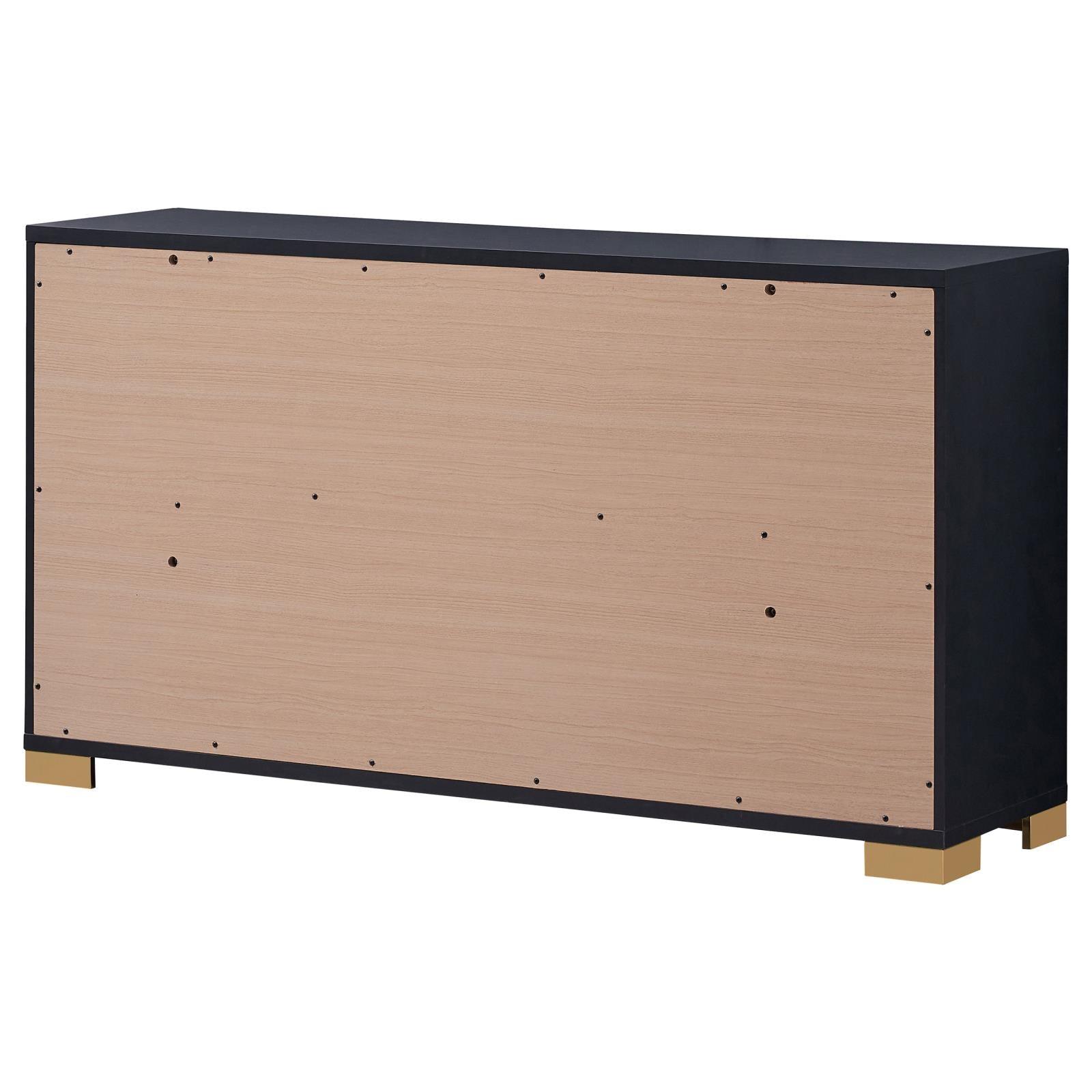 Gold hardware vertical accent on dresser