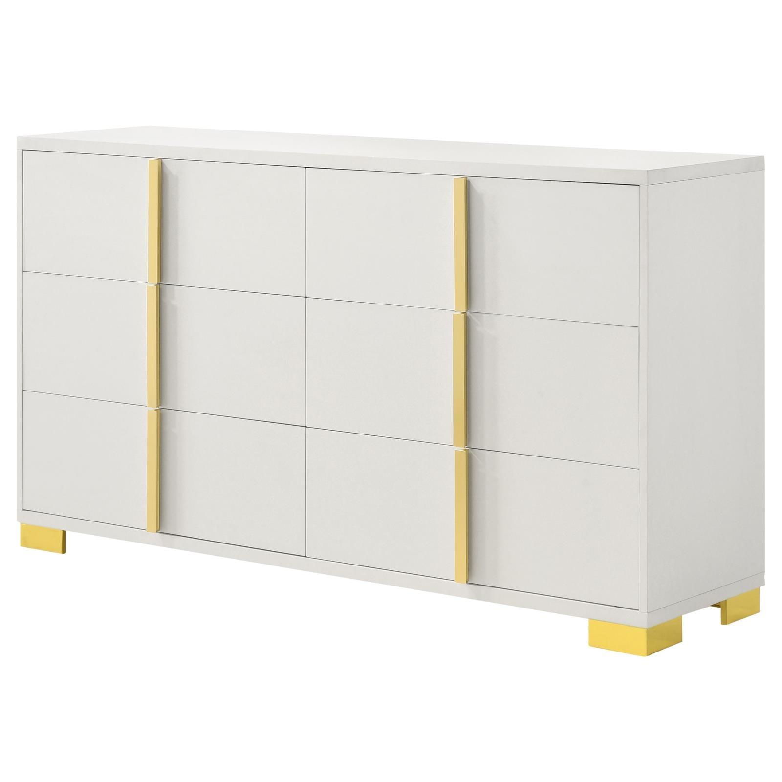 Top surface of Marceline 6-Drawer White Dresser