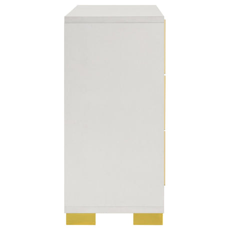 White melamine laminate texture on dresser surface