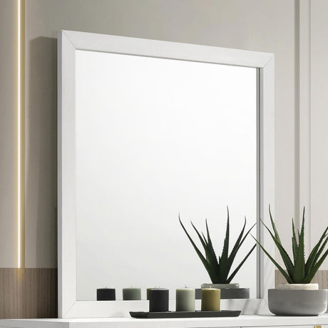Close-up of Marceline mirror white frame
