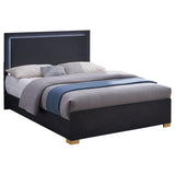 Close-up of Marceline bed's LED light touch control on headboard