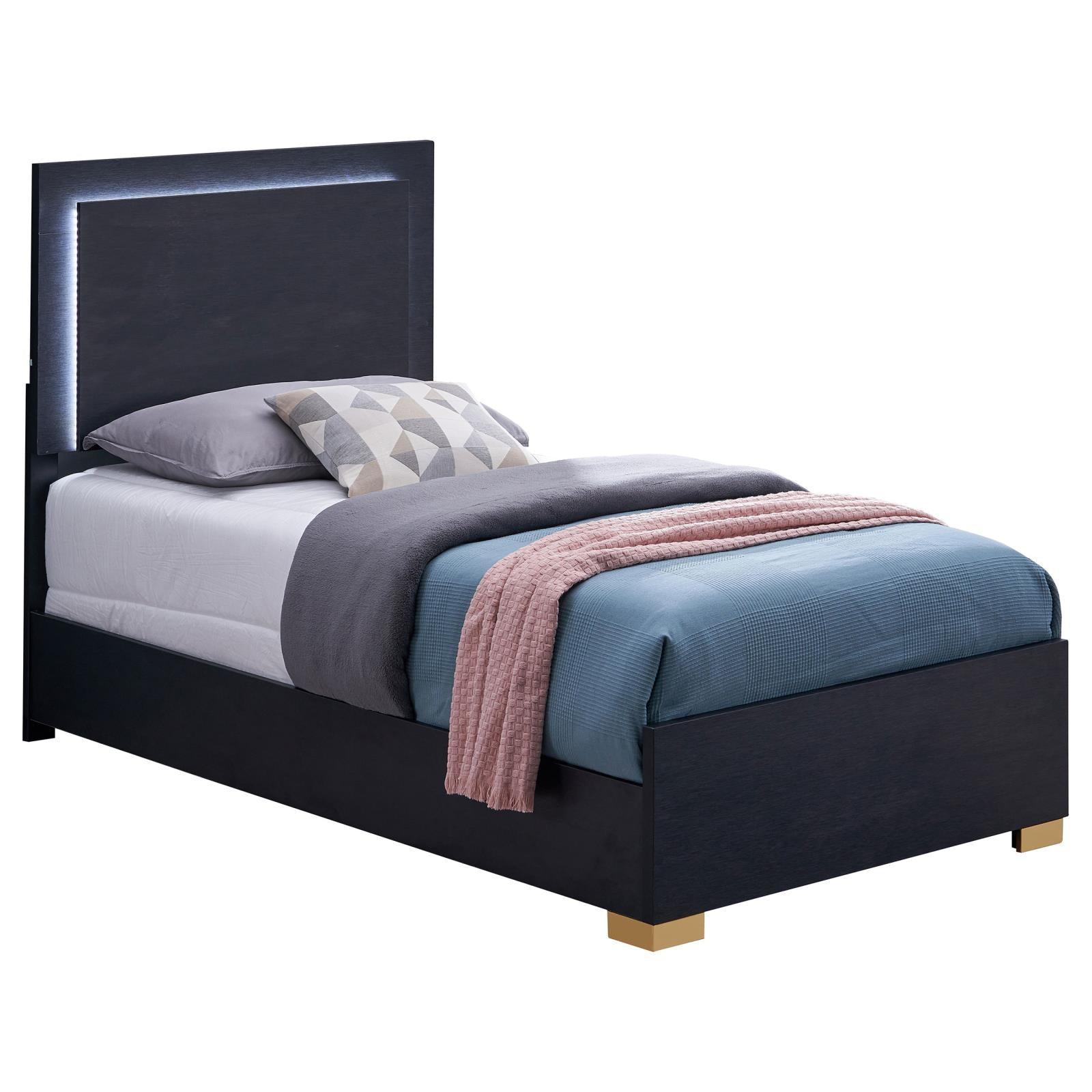 Side angle of Marceline Twin Bed with LED Headboard