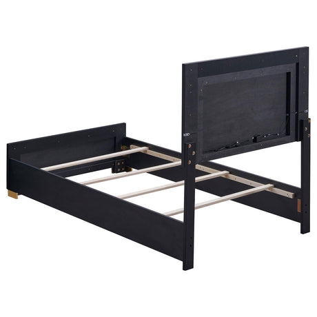 Gold metal finish feet of Marceline Twin Bed