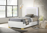 Marceline Twin Bed with White LED Headboard - Side Angle