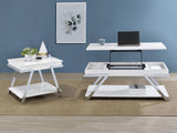 Marcia end table white high gloss and chrome with shelf and metal frame