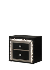 Marco Bold Black Bedroom Set with Marble-Inspired Headboard and LED Crystal Accents view 6