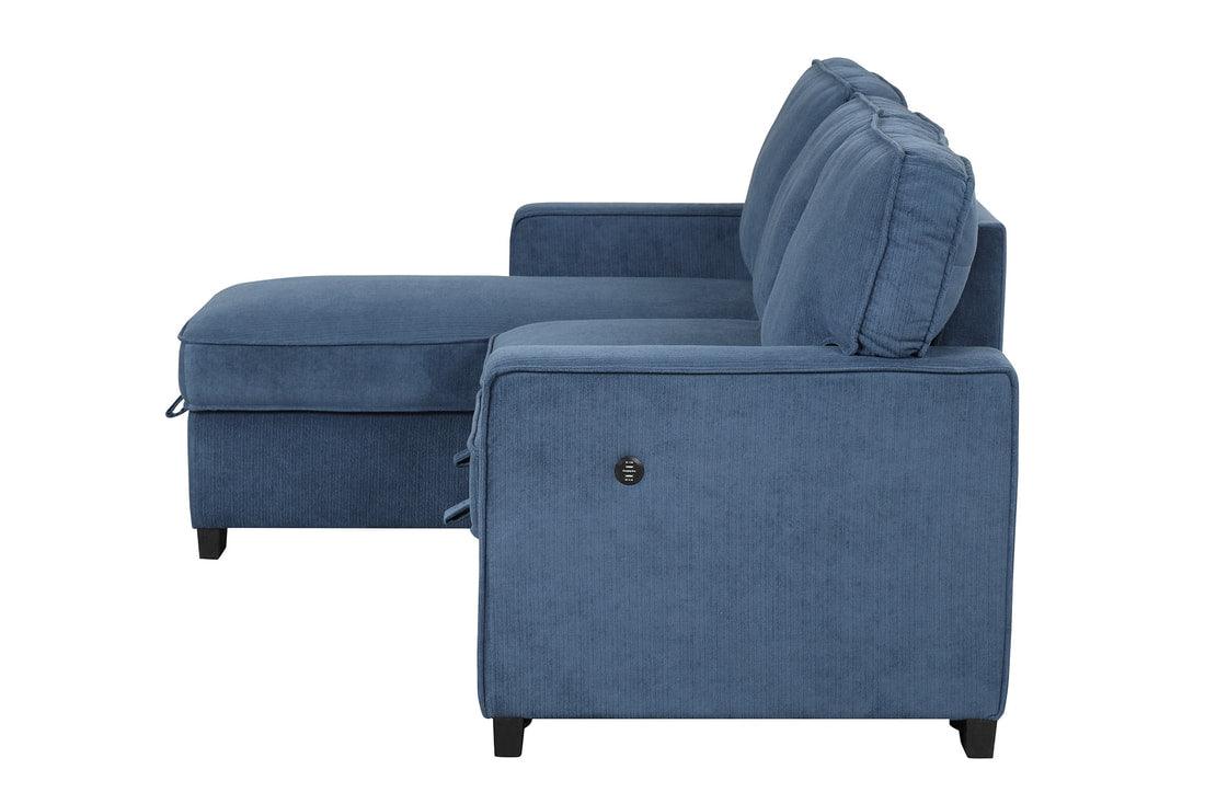 close-up of USB ports and cupholders on Marcos sectional