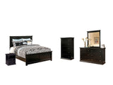 Side view of Maribel Black Panel Bedroom Set bed
