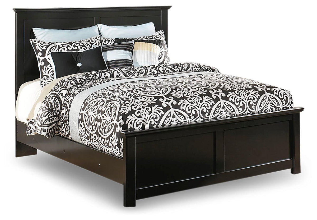 Bedroom view of Maribel Black Panel Bedroom Set bed