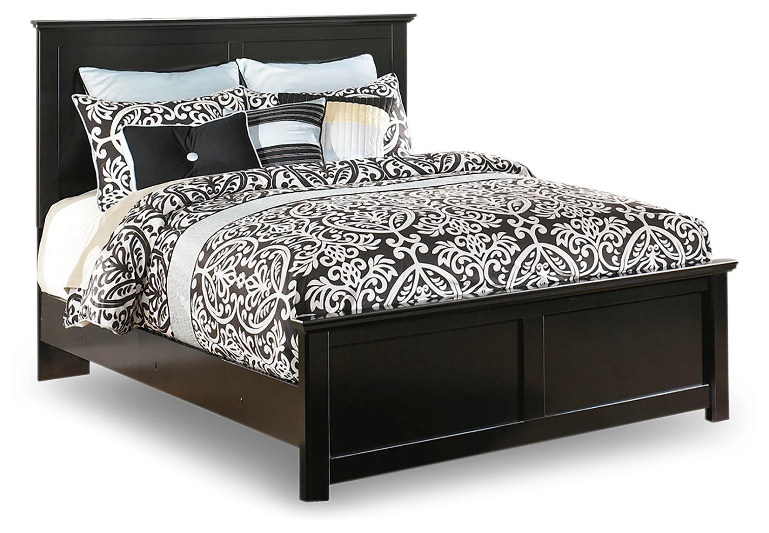 Bedroom view of Maribel Black Panel Bedroom Set bed