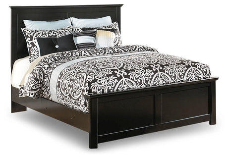 Bedroom view of Maribel Black Panel Bedroom Set bed