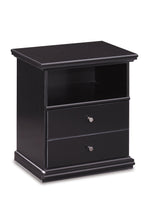 Bedroom view of Maribel Black Panel Bedroom Set bed