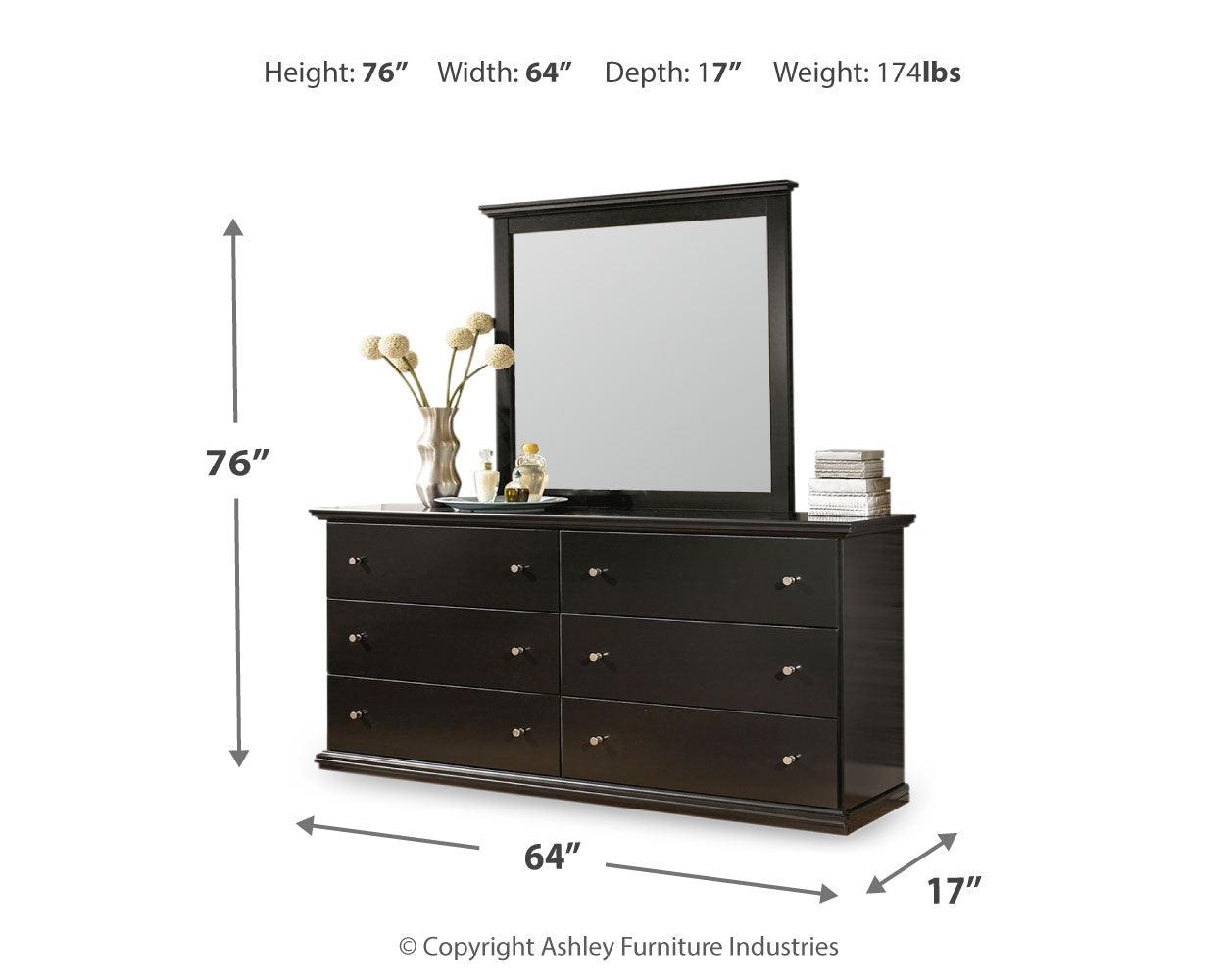 Bedroom view of Maribel Black Panel Bedroom Set bed