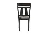 Wheat finish wooden bench paired with charcoal fabric chair