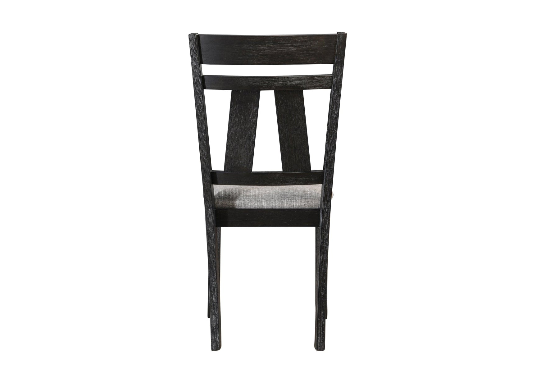 Wheat finish wooden bench paired with charcoal fabric chair