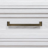 Marielle 5-drawer bedroom chest distressed white hardware detail