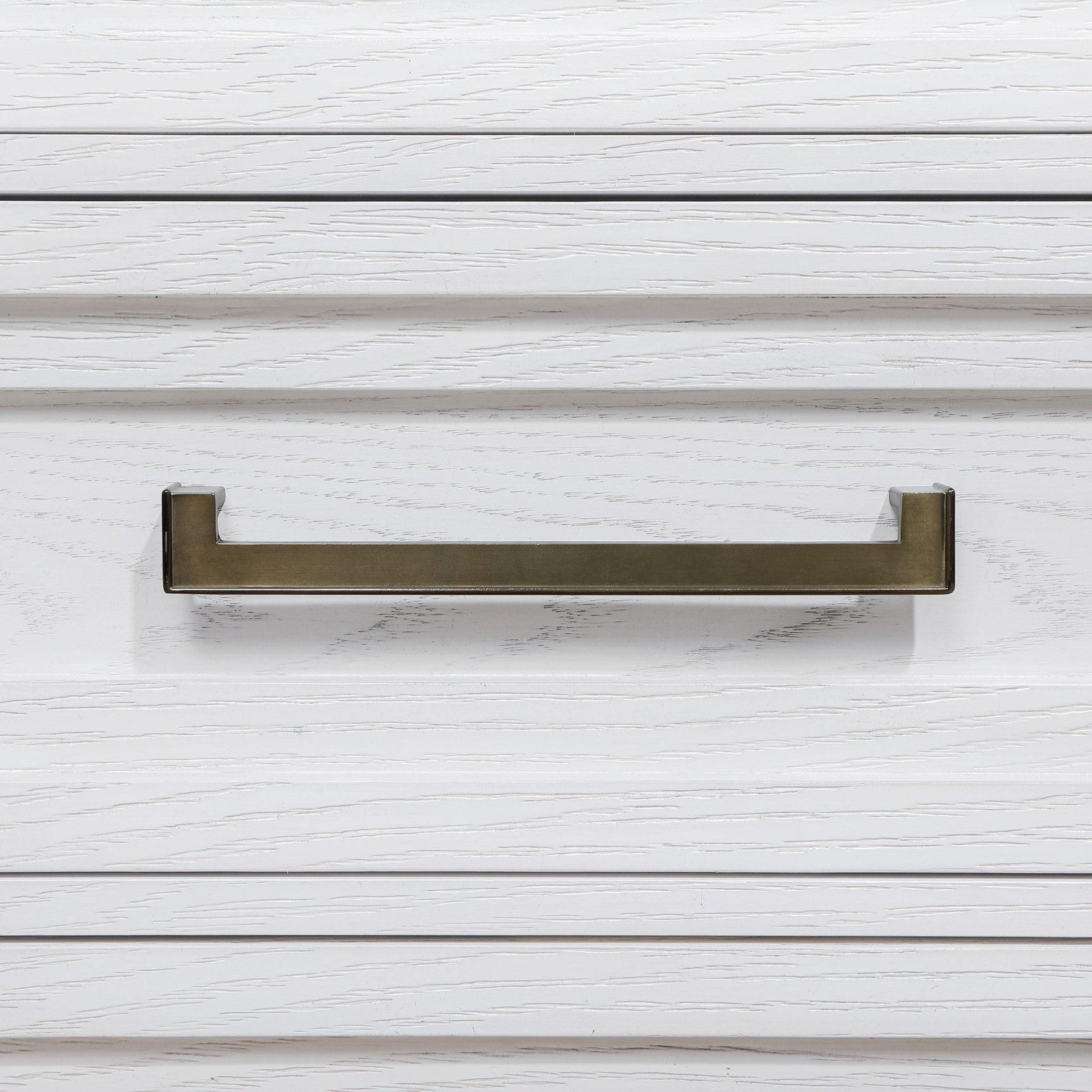 Marielle 5-drawer bedroom chest distressed white hardware detail