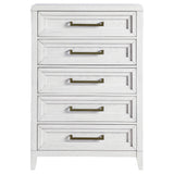 Marielle 5-drawer bedroom chest distressed white back view