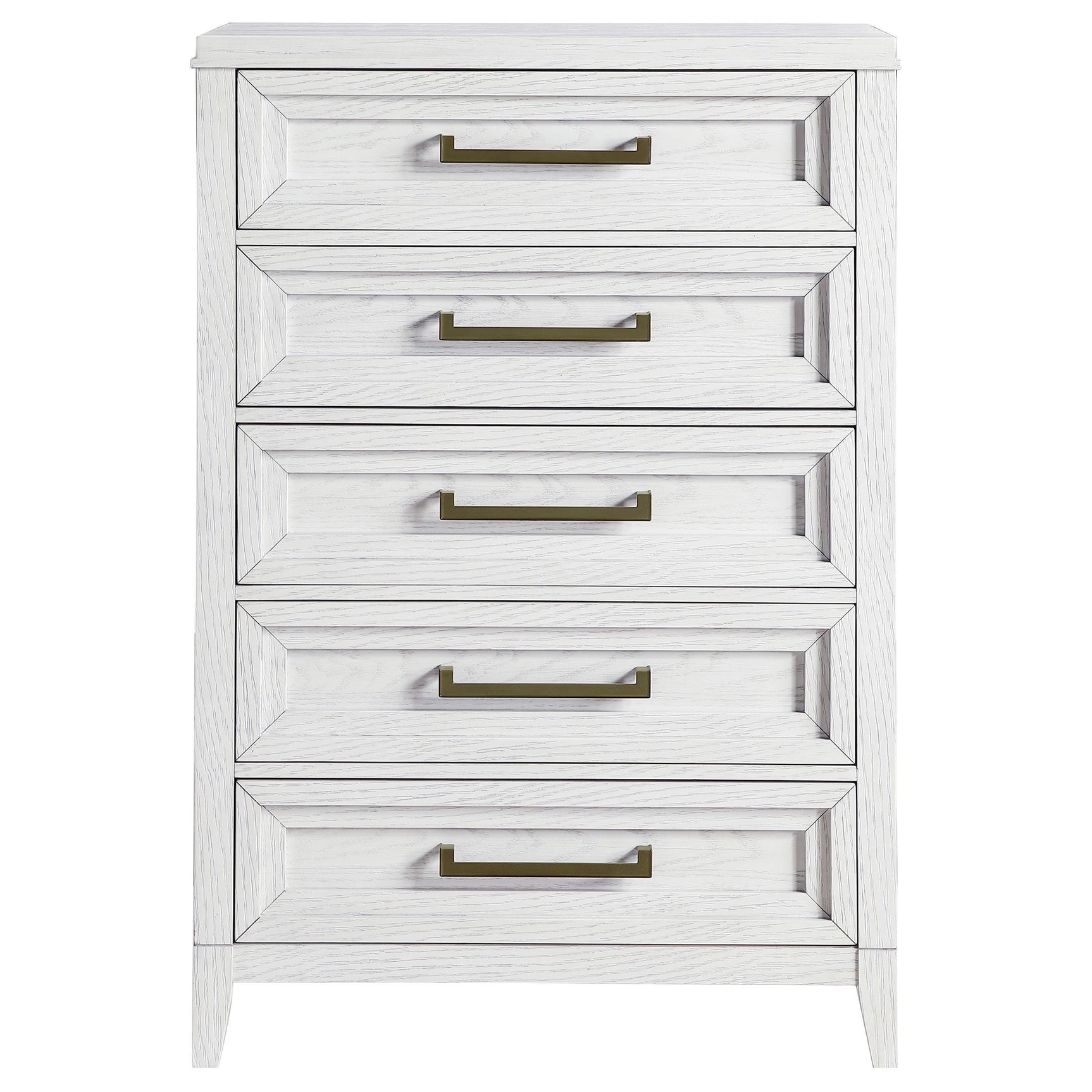 Marielle 5-drawer bedroom chest distressed white back view