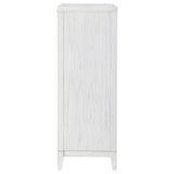 Marielle 5-drawer bedroom chest distressed white pull handle close-up