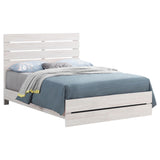 Close-up of bed headboard in Marion Coastal White finish